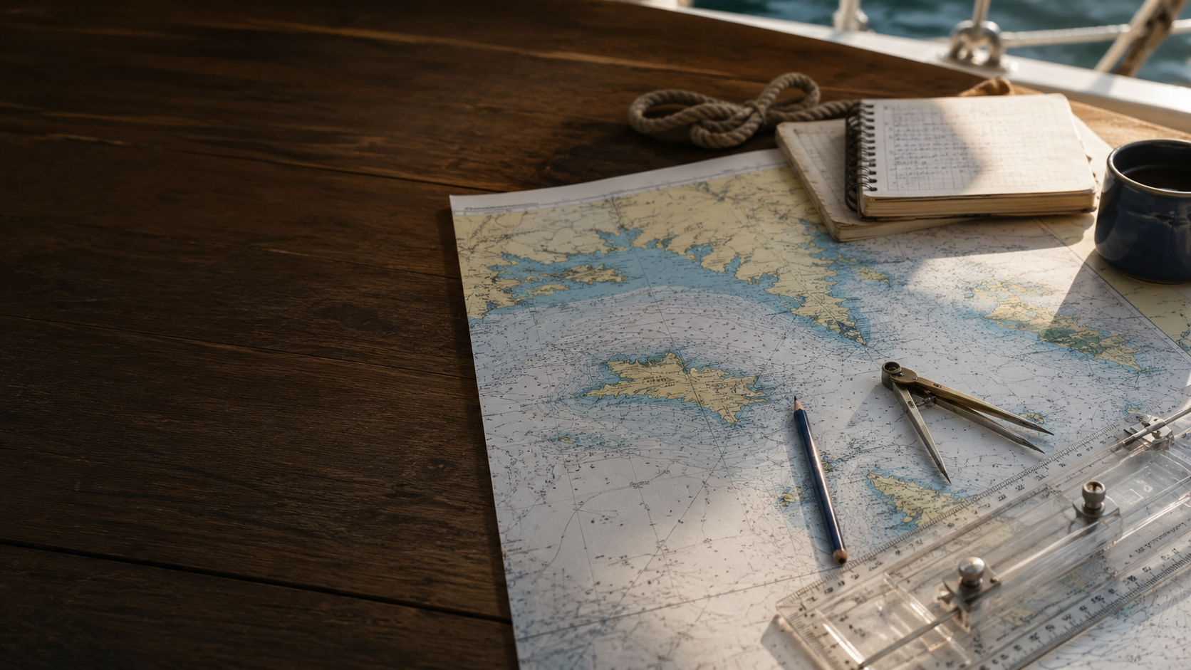 Pomorska karta z navigacijskimi orodji – primeri izpitnih vprašanj za voditelja čolna